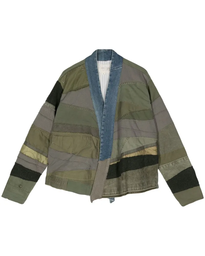 Greg Lauren Patchwork-Jacke mit Schalkragen Grün