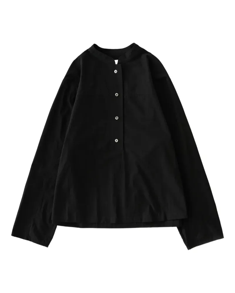 Studio Nicholson Vega four-button grandad collar shirt - Schwarz Schwarz