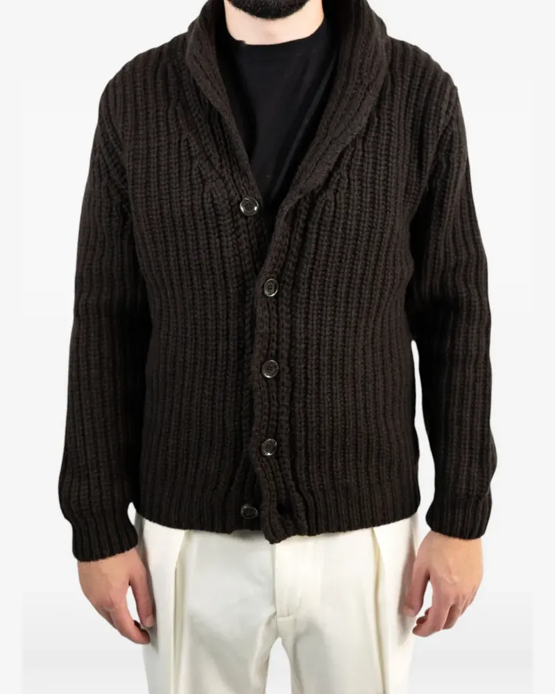 Daniele Fiesoli ribbed shawl-collar cardigan - Braun Braun