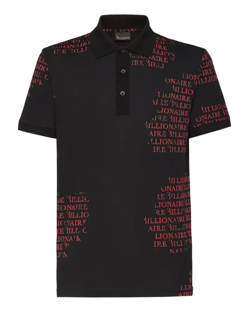 Billionaire logo-print cotton polo shirt - Schwarz Schwarz