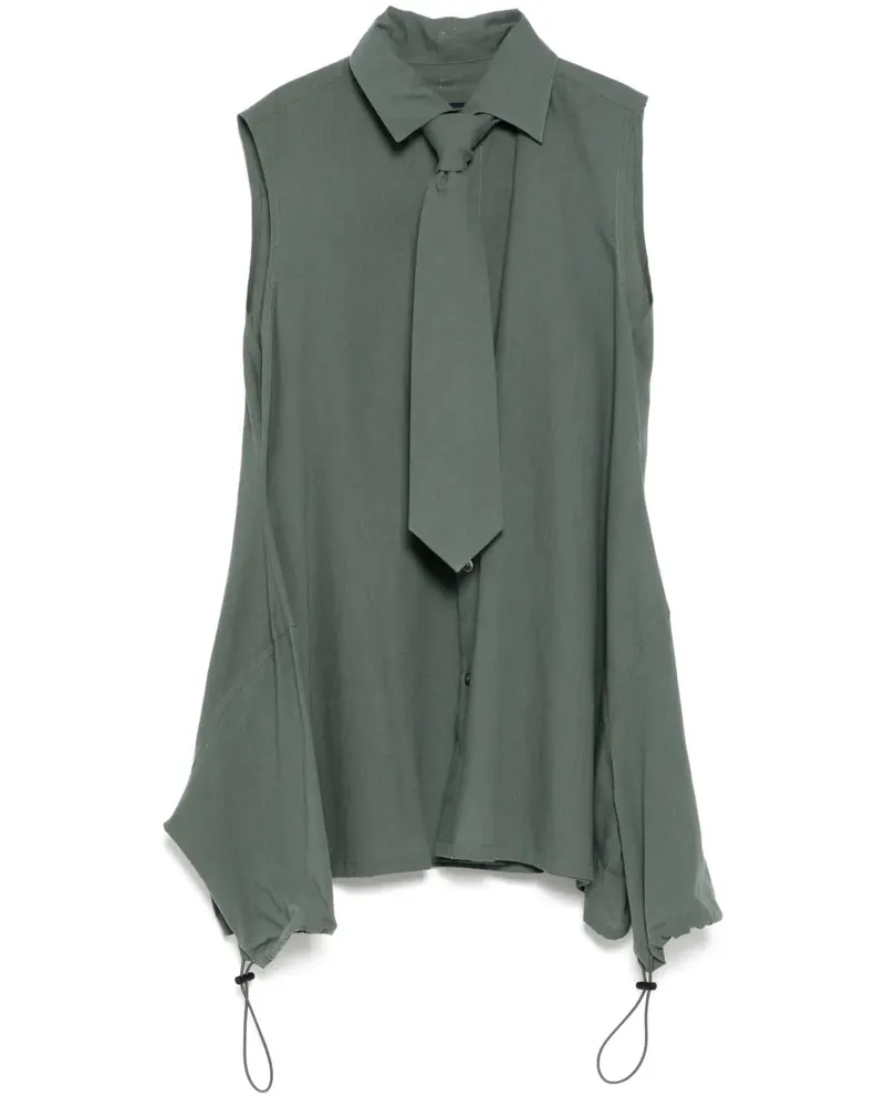 Yohji Yamamoto Weste mit klassischem Kragen - Grün Grün