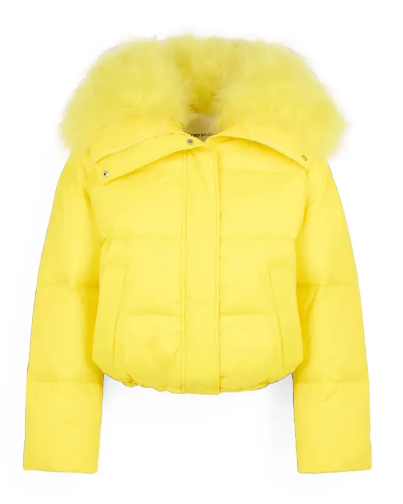 Yves Salomon Steppjacke mit Lammwollbesatz - Gelb Gelb
