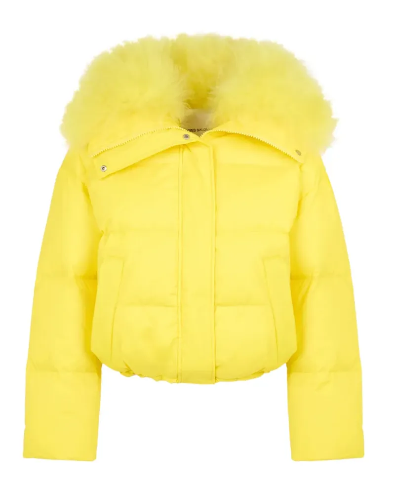 Yves Salomon Steppjacke mit Lammwollbesatz - Gelb Gelb