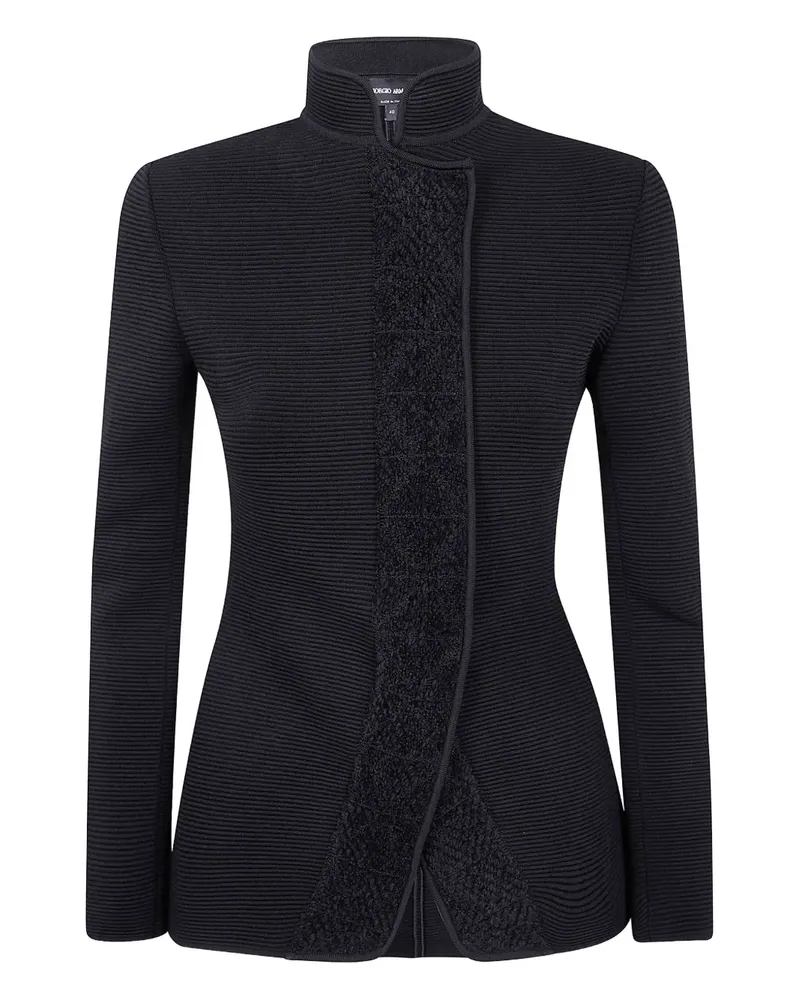 Giorgio Armani Gerippte Jacke mit Rollkragen - Schwarz Schwarz
