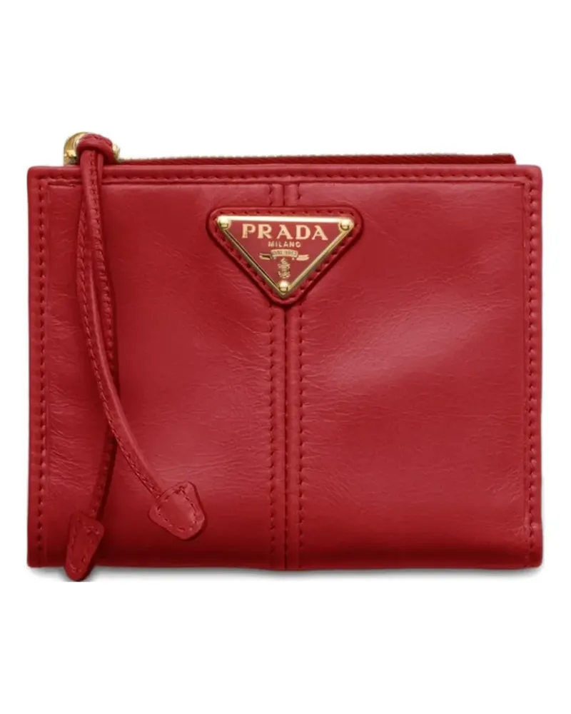 Prada logo-plaque leather wallet - Rot Rot