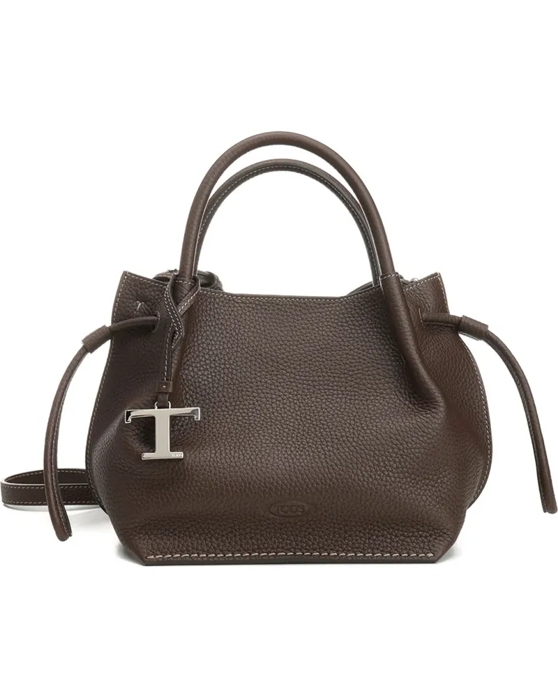 TOD'S Beuteltasche mit Logo-Anhänger - Braun Braun