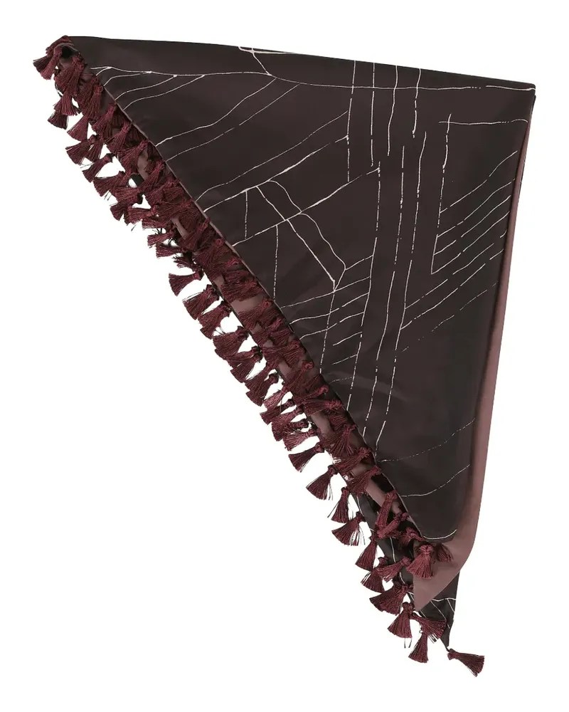 ALYSI tassel-trim abstract-print scarf - Schwarz Schwarz