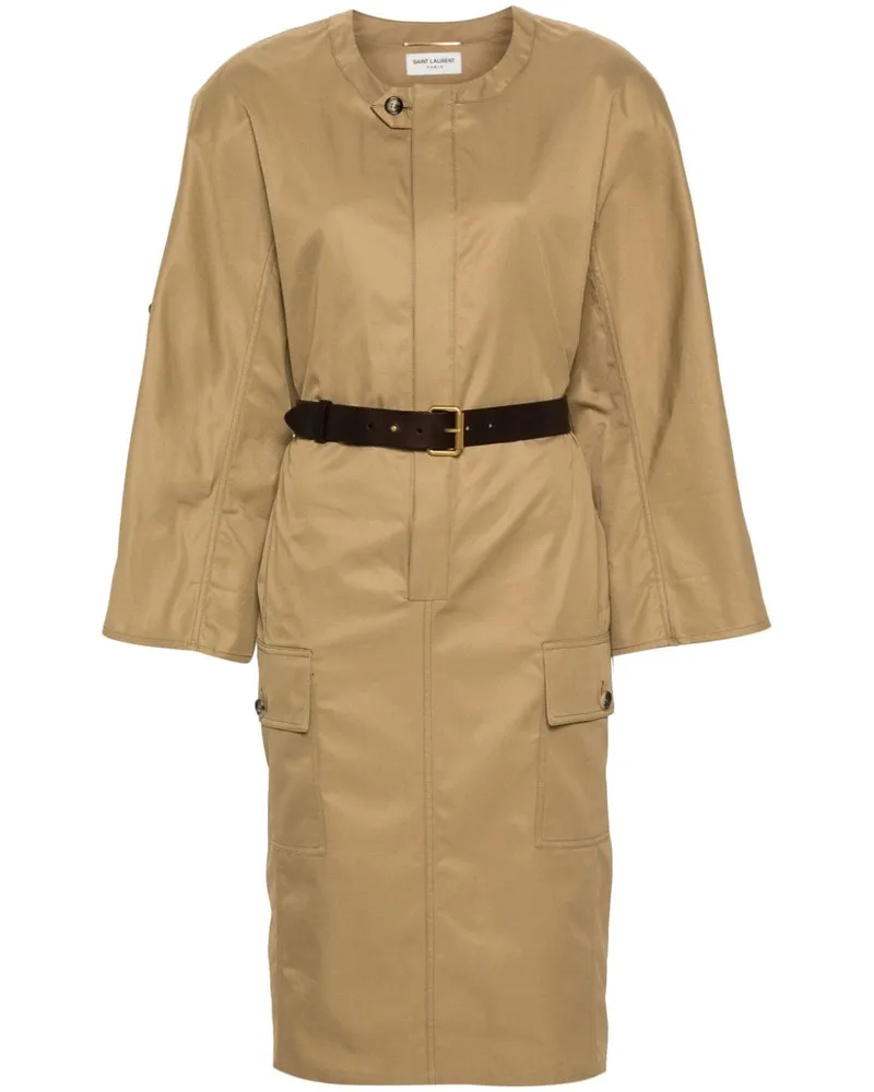 Saint Laurent Midikleid mit Gürtel - Nude Nude
