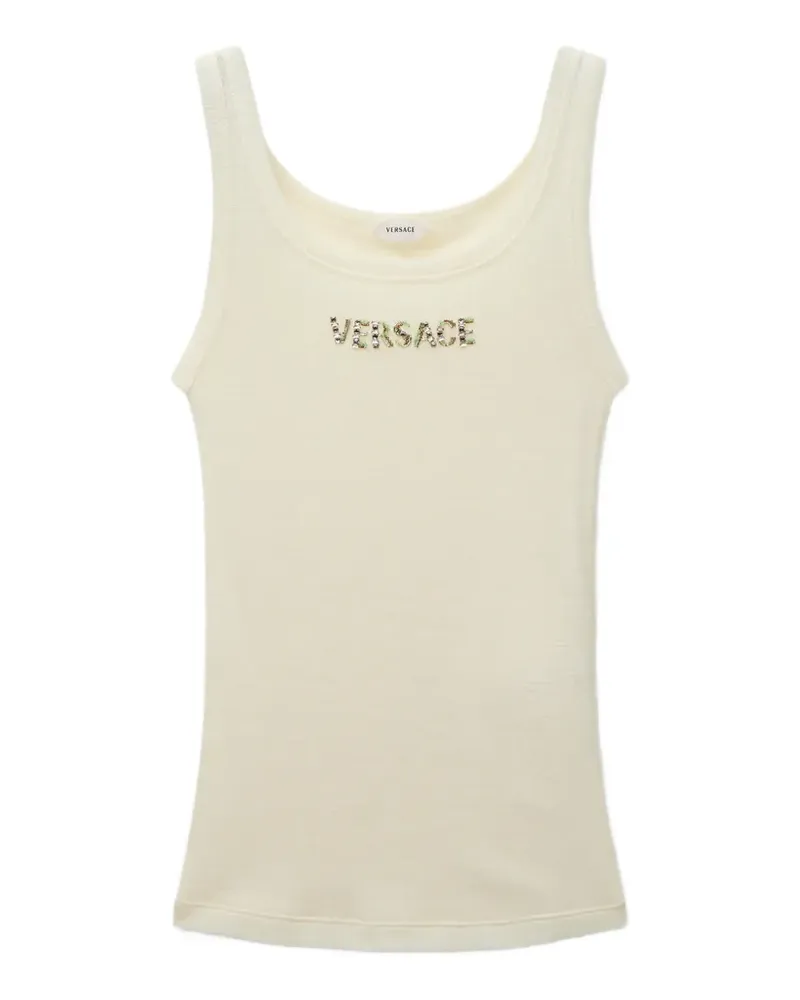 Versace crystal-embellished tank top - Nude Nude