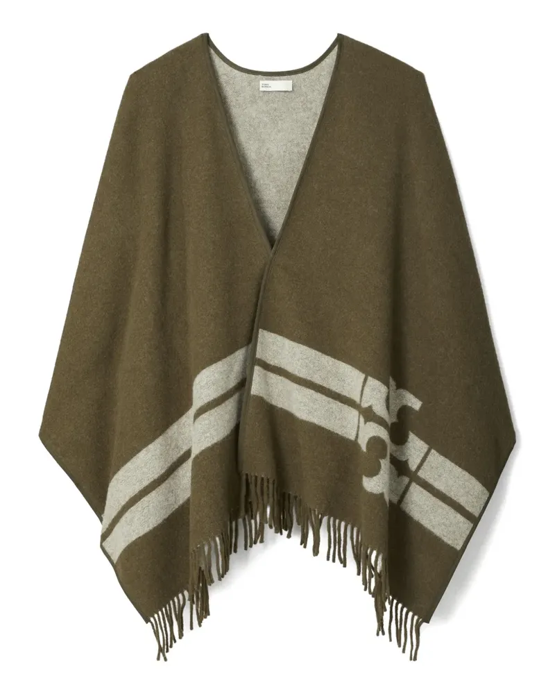 Tory Burch striped logo cape - Grün Grün