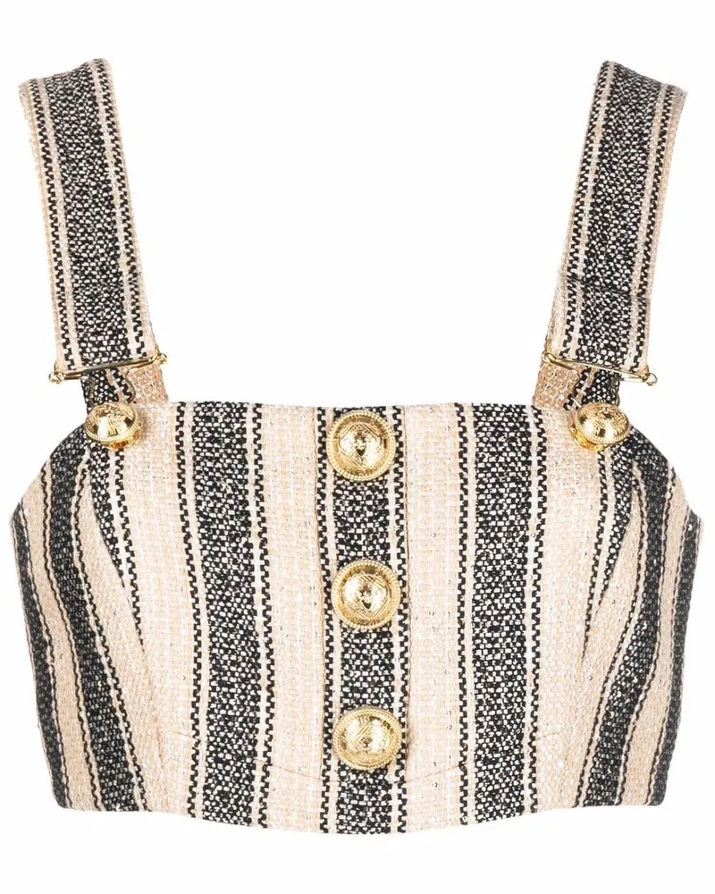 Balmain Gestreiftes Cropped-Top - Nude Nude