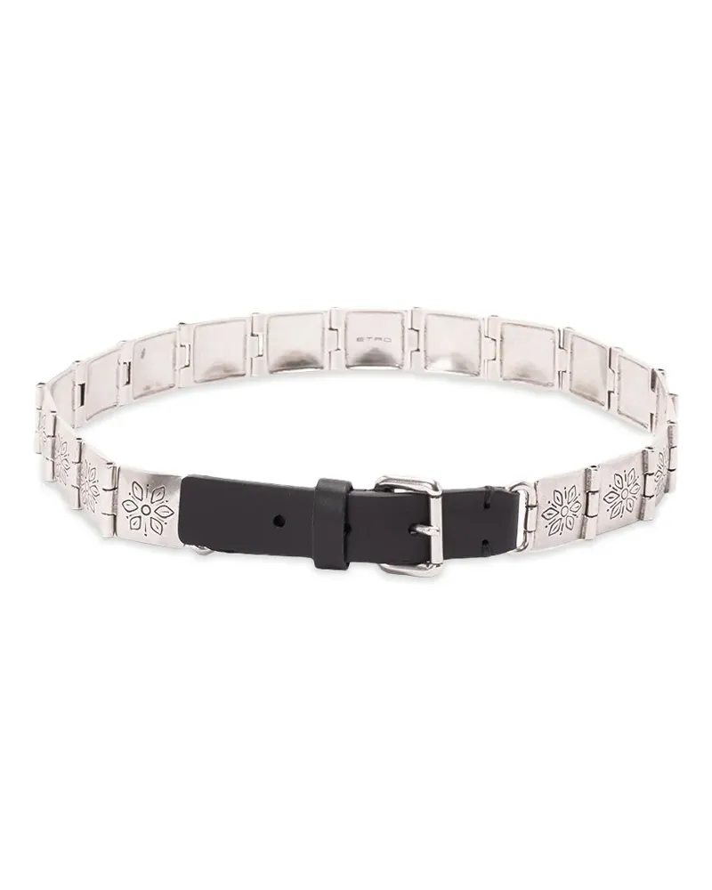 Etro Gürtel mit Gravur - Silber Silber