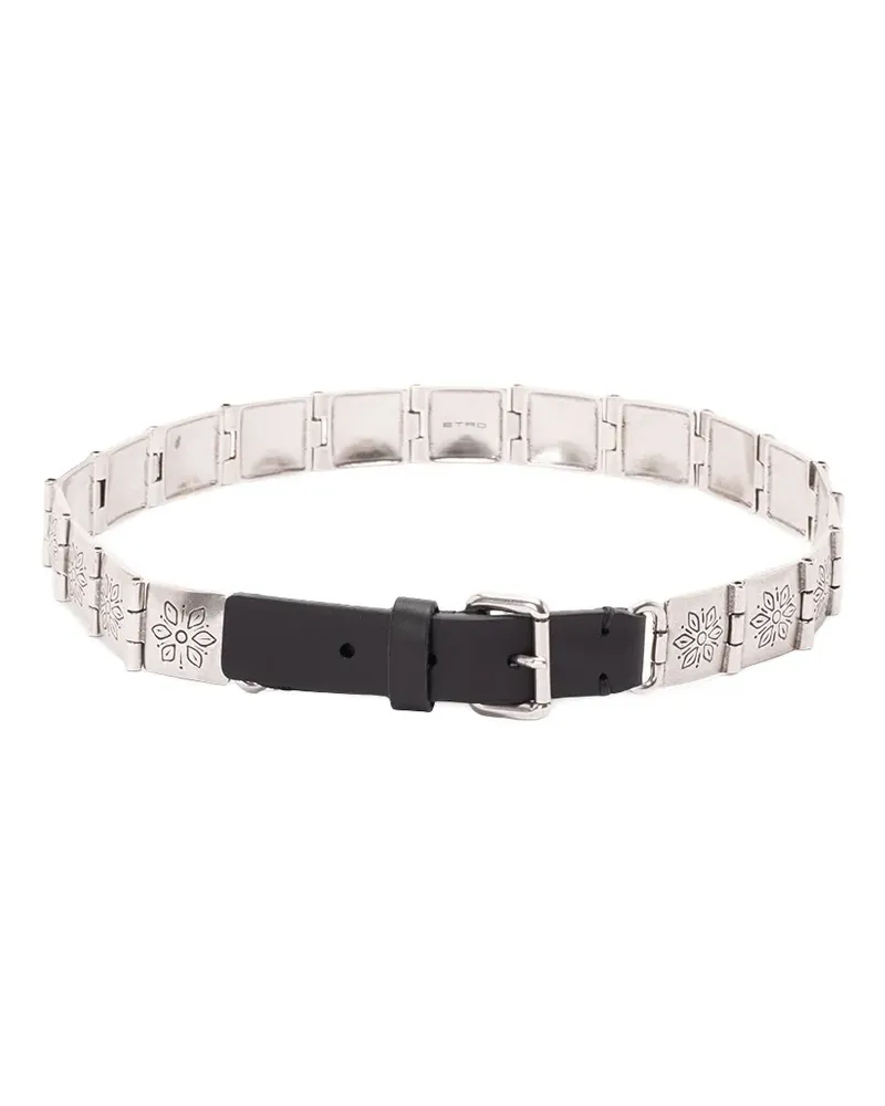 Etro engraved-detail belt - Silber Silber