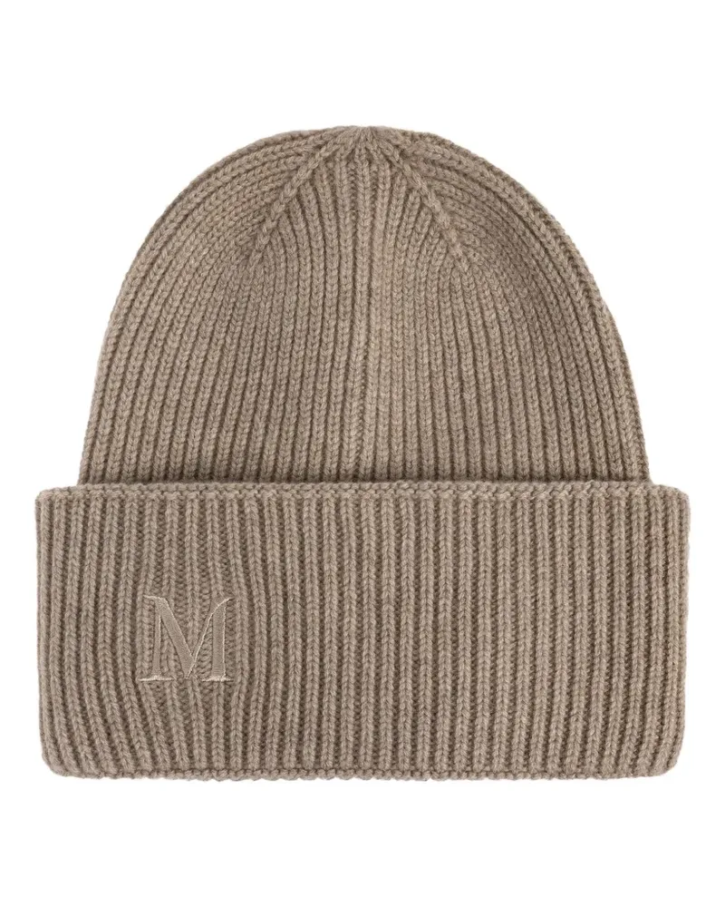 Max Mara Mmretina ribbed embroidered beanie hat - Nude Nude