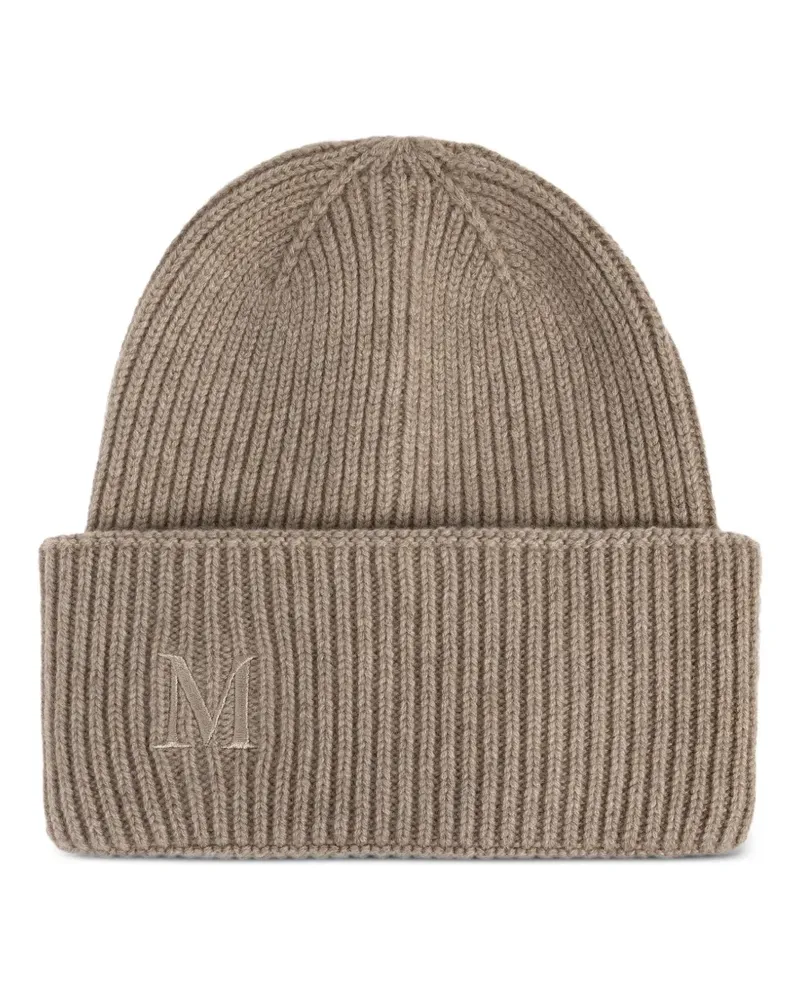 Max Mara Gerippte Mertina Beanie mit Stickerei - Nude Nude