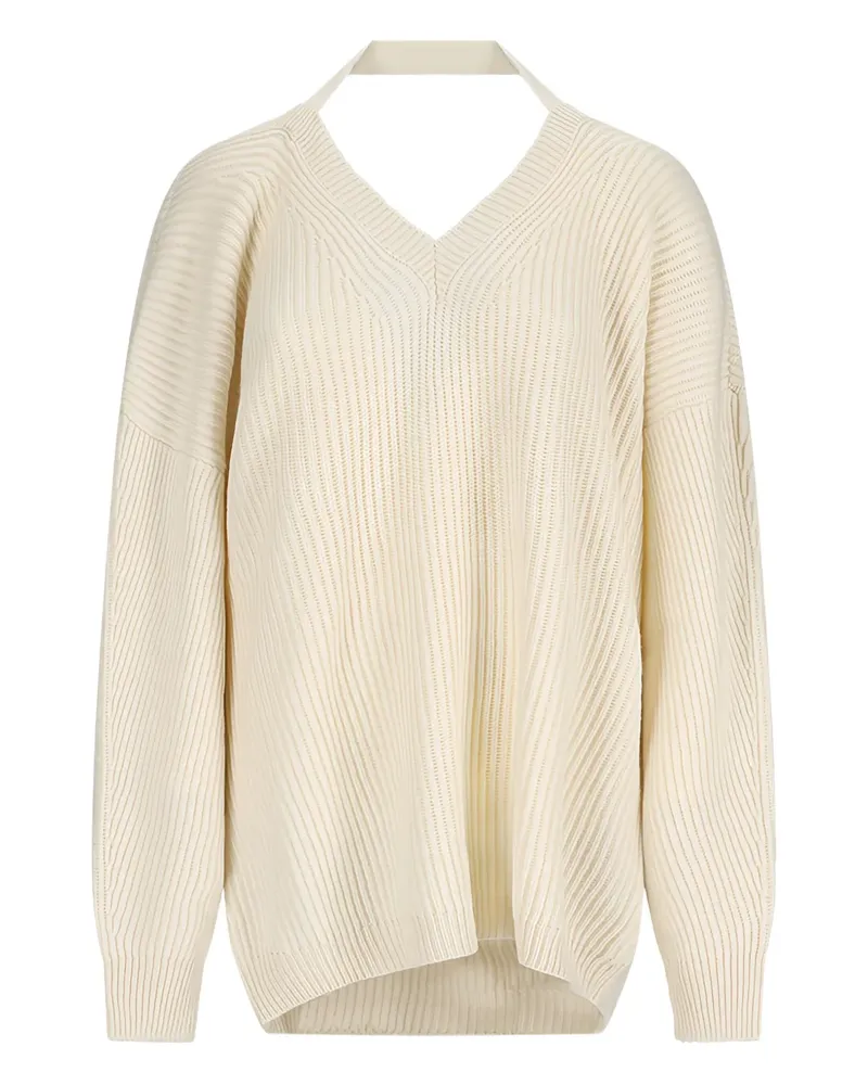 Canessa Gerippter Neckholder-Pullover - Nude Nude