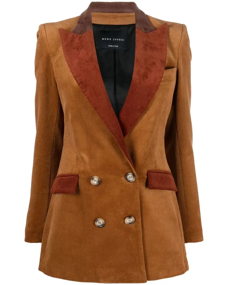 Hebe Studio Doppelreihiger Blazer mit Kontrastrevers - Braun Braun