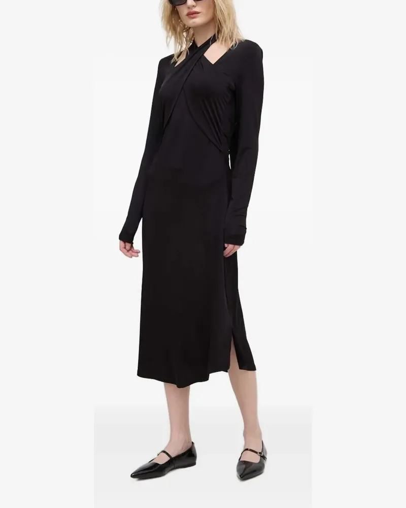BRUUNS BAZAAR Langärmeliges Neckholder-Kleid - Schwarz Schwarz