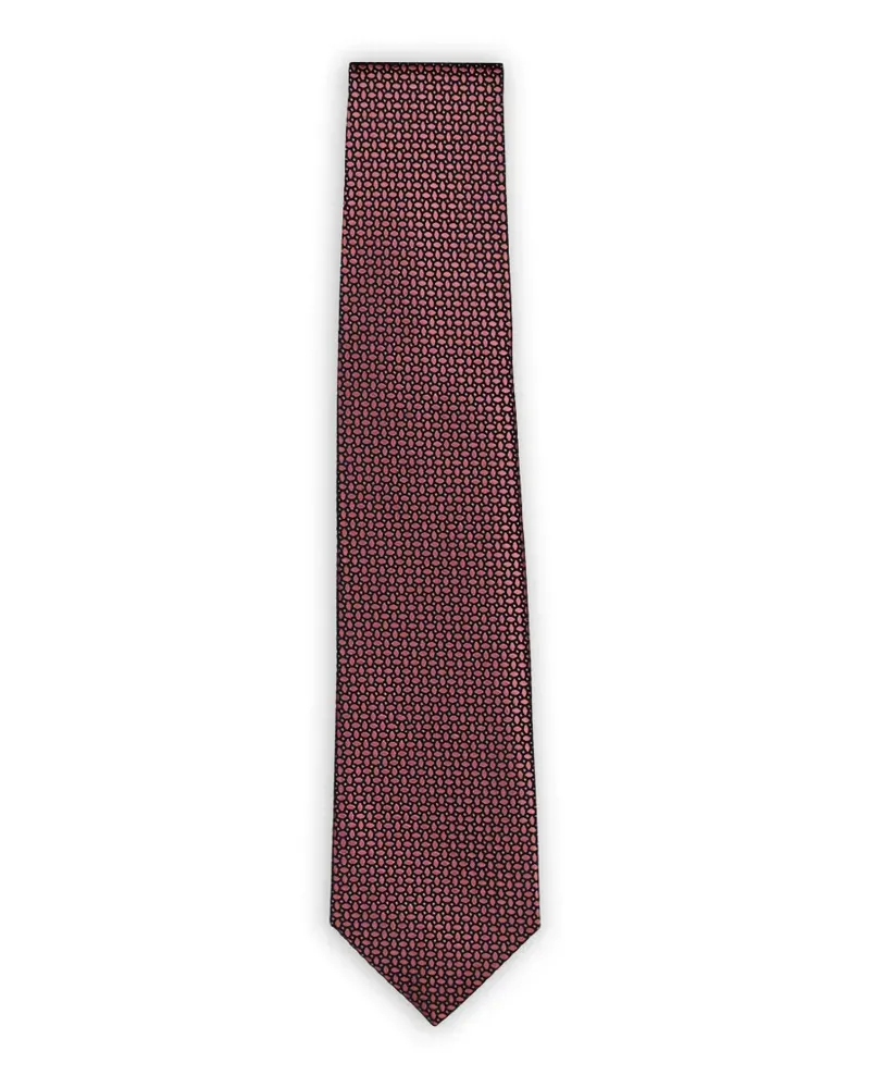 Isaia geometric-pattern silk tie - Rosa Rosa