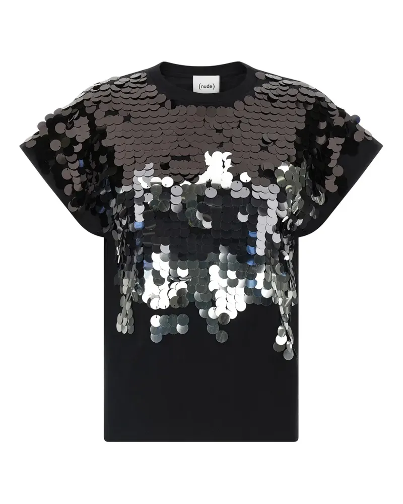 NUDE sequin T-shirt - Schwarz Schwarz