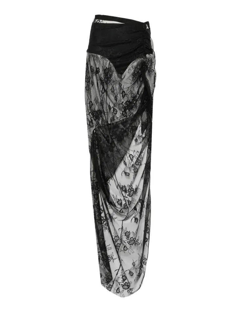 Patrizia Pepe asymmetric lace maxi skirt - Schwarz Schwarz