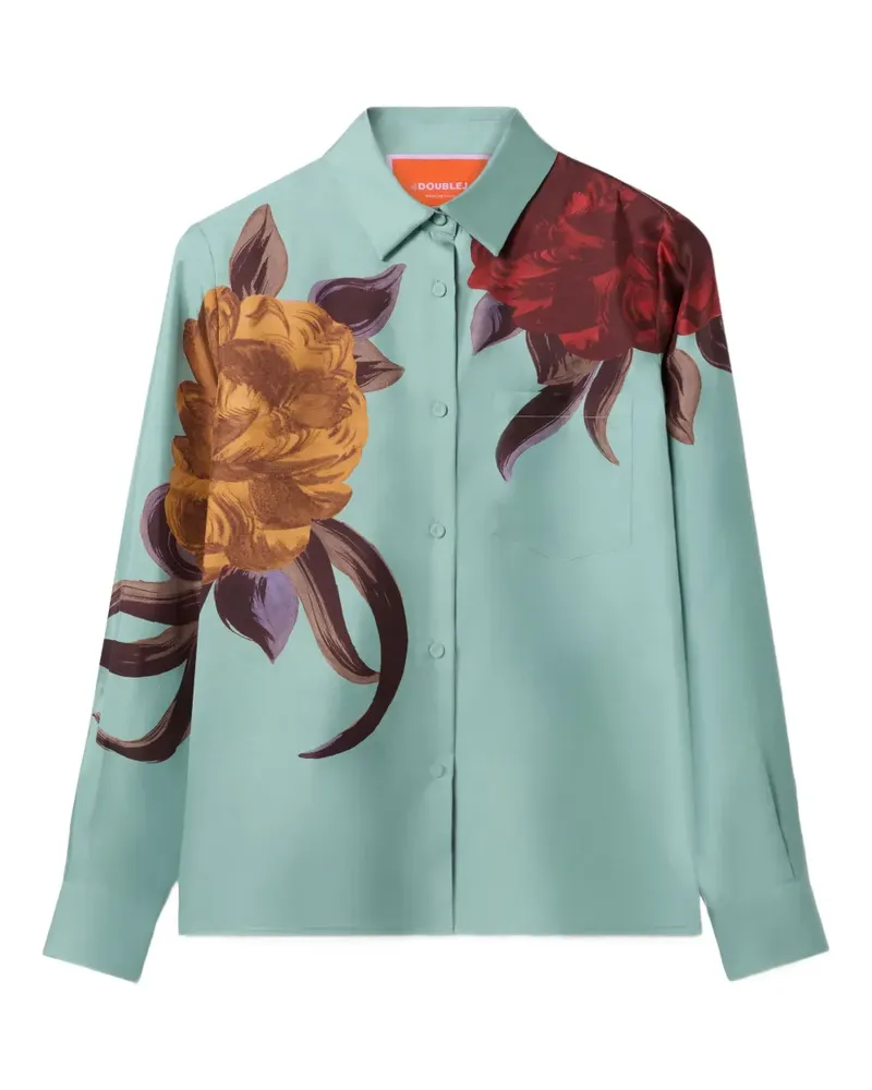 La DoubleJ Hemd mit Blumen-Print - Blau Blau