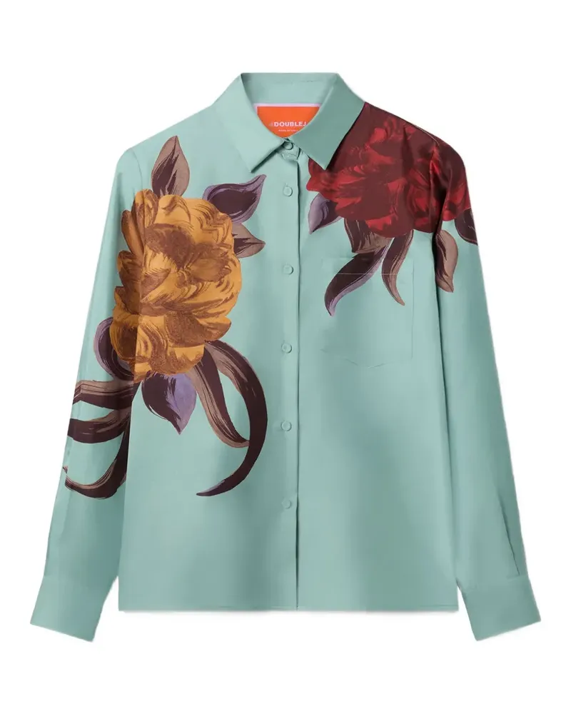 La DoubleJ Hemd mit Blumen-Print - Blau Blau