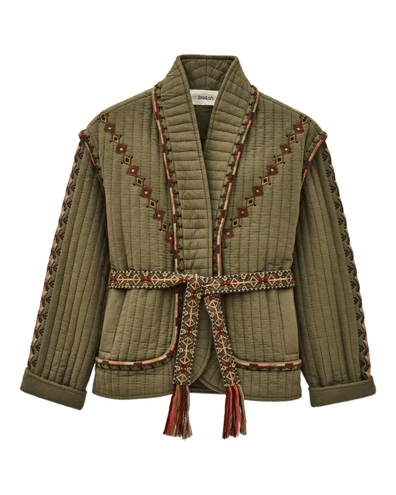 ba&sh Cocoon quilted embroidered jacket - Grün Grün
