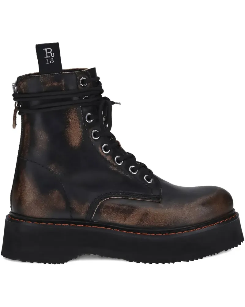 R13 Schnürstiefel mit Plateausohle - Braun Braun