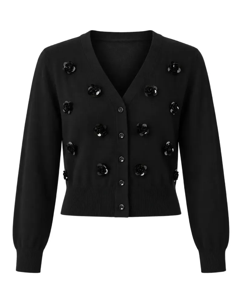 MEIMEIJ floral-applique wool cardigan - Schwarz Schwarz
