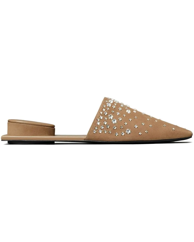 Tory Burch Pierced Crystal Mules - Nude Nude