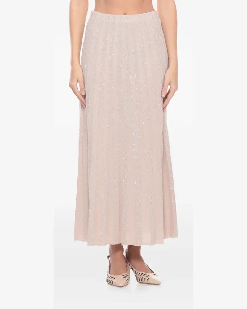 D.EXTERIOR sequin-embellished pleated midi skirt - Nude Nude