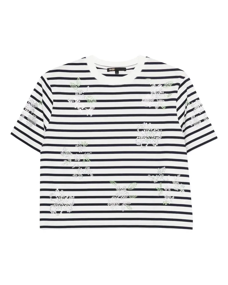 Maje striped-pattern T-shirt - Weiß Weiß