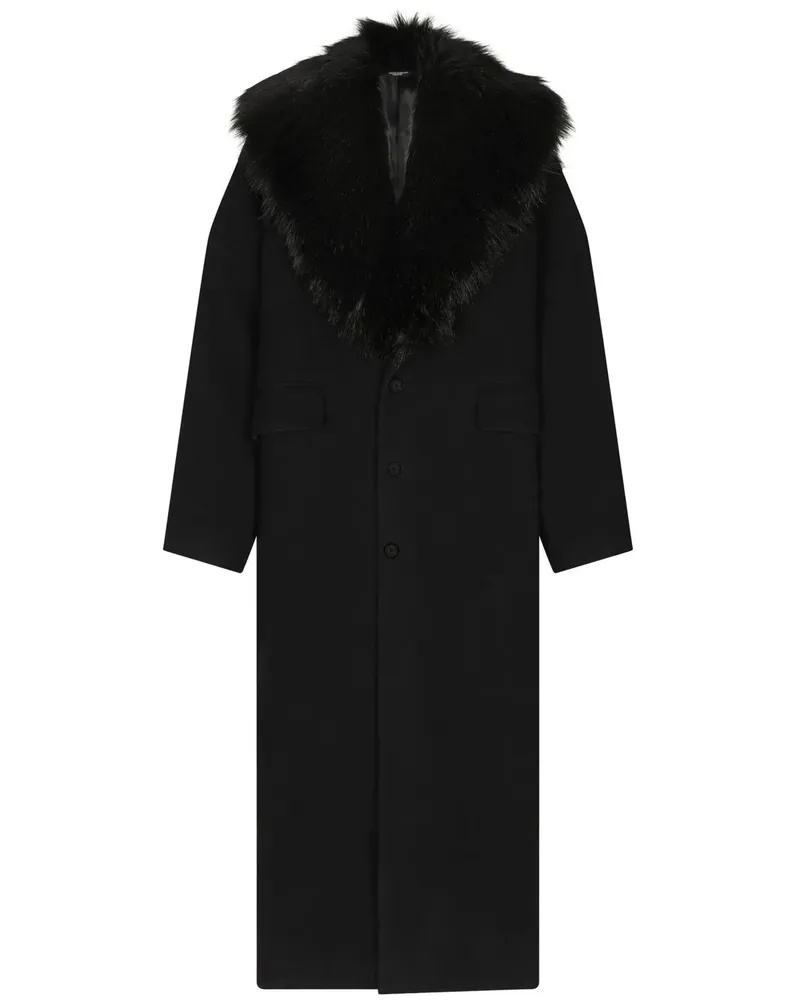 Dolce & Gabbana Mantel mit Faux-Fur-Kragen - Schwarz Schwarz