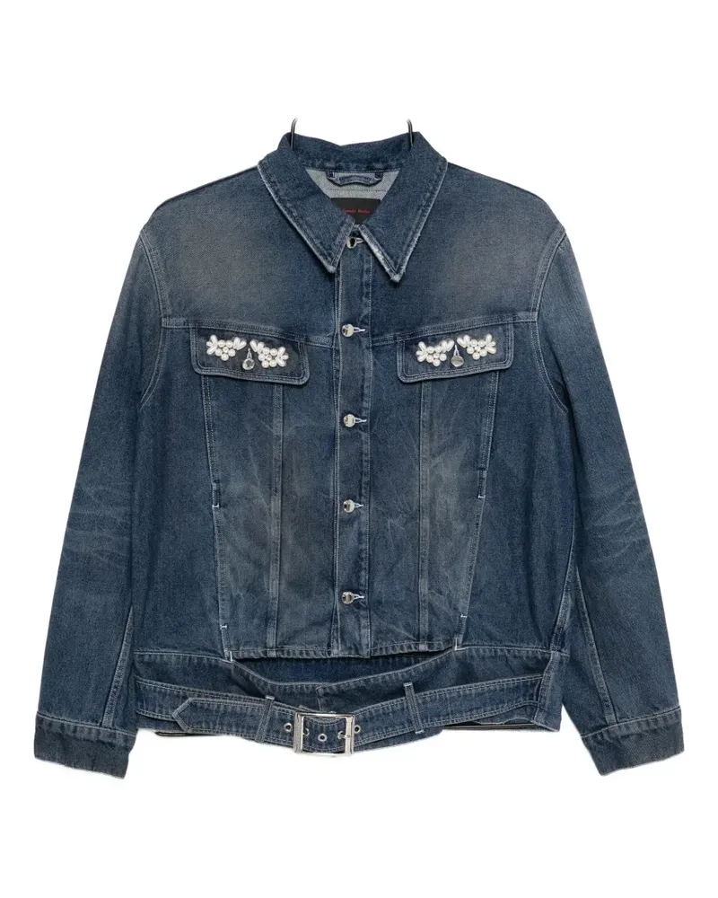 Simone Rocha crystal-embellished denim jacket - Blau Blau