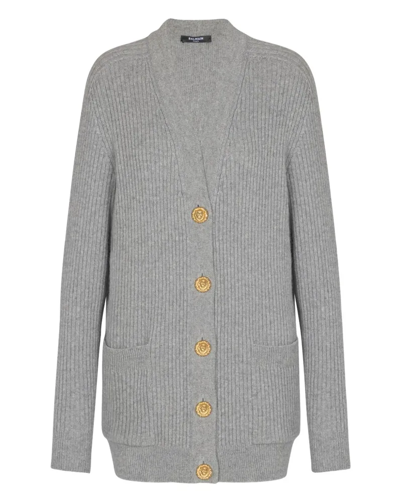Balmain Gerippter Cardigan - Grau Grau