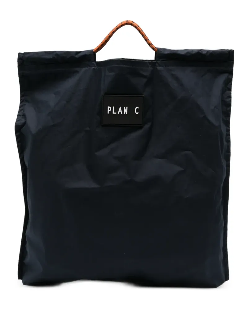 PLAN C logo-patch rope-handle tote bag - Blau Blau