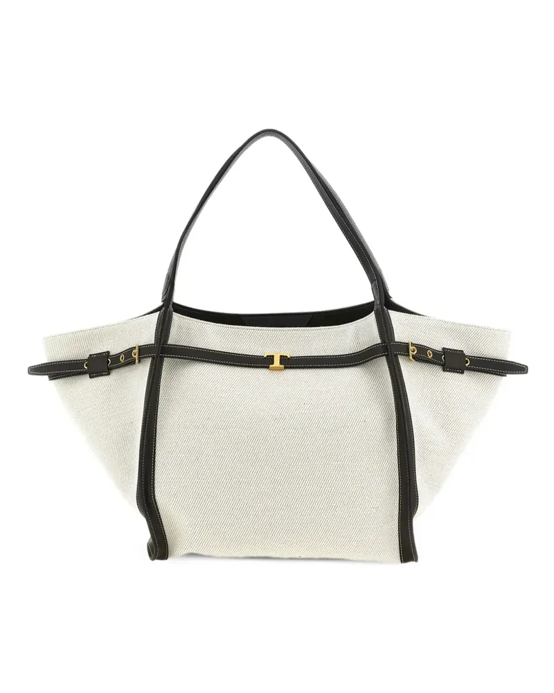 TOD'S T Timeless Tote Bag mit Lederbesatz - Weiß Weiß