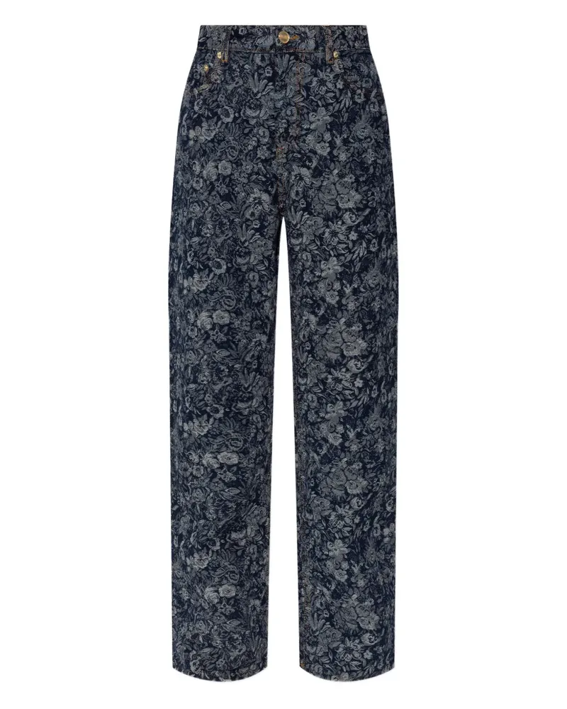 Ganni Jeans mit Blumenmuster - Blau Blau