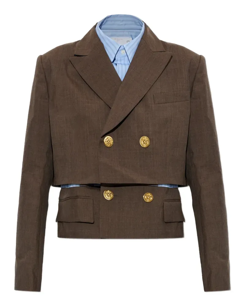 Sacai Doppelreihiges Sakko im Layering-Look - Braun Braun
