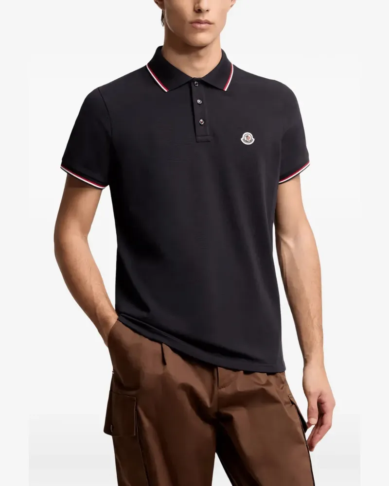 Moncler Poloshirt mit dreifarbigem Besatz - Blau Blau