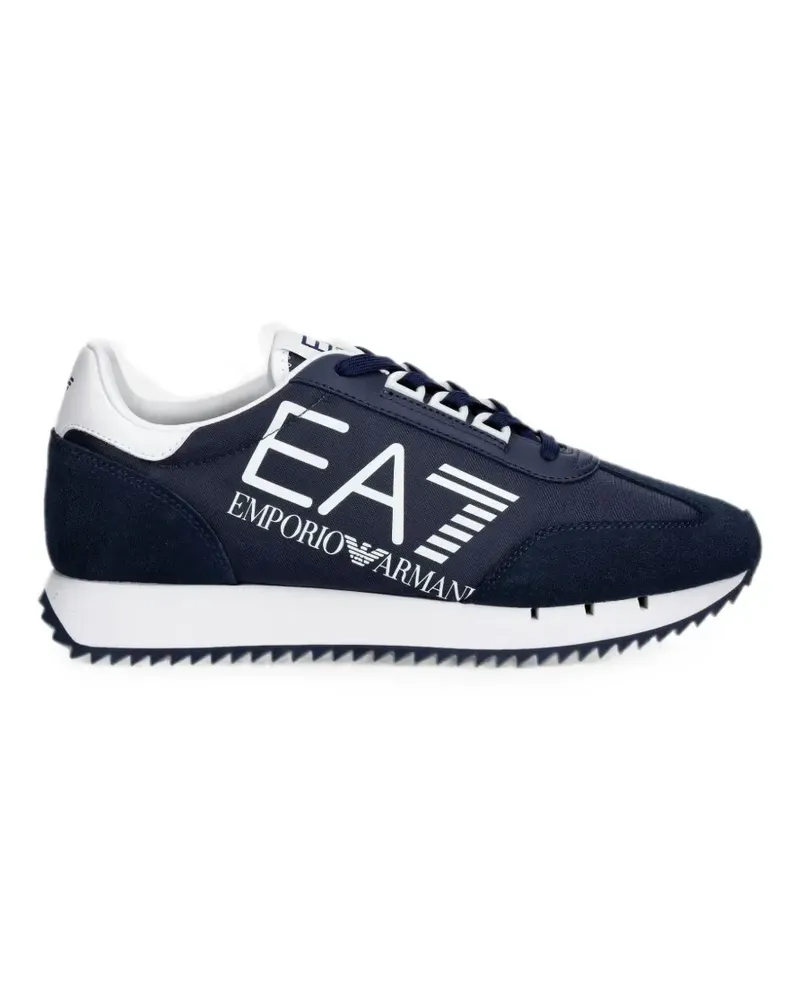 EA7 logo-print panelled sneakers - Blau Blau