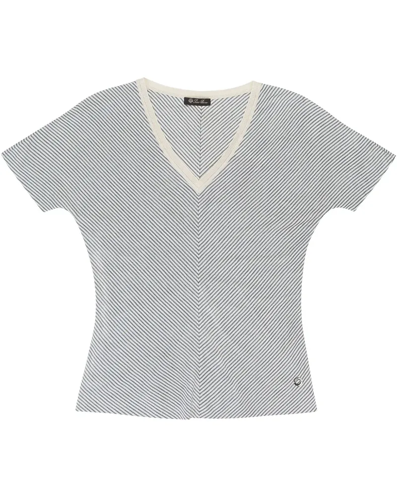 Loro Piana Gestreiftes T-Shirt aus Seide - Weiß Weiß