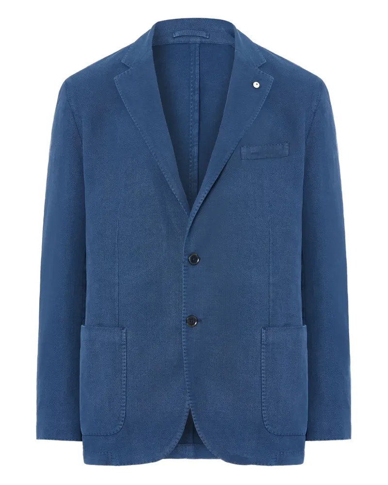 Luigi Bianchi Mantova Leinensakko mit aufgesetzter Tasche - Blau Blau