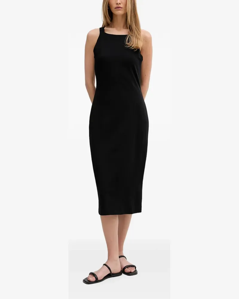DKNY logo-strap sleeveless midi dress - Schwarz Schwarz