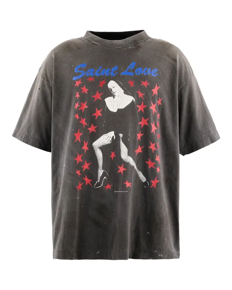 SAINT MXXXXXX T-Shirt im Distressed-Look - Schwarz Schwarz
