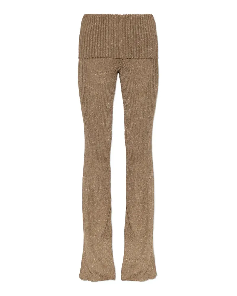 AKEP ribbed Lurex-thread trousers - Nude Nude