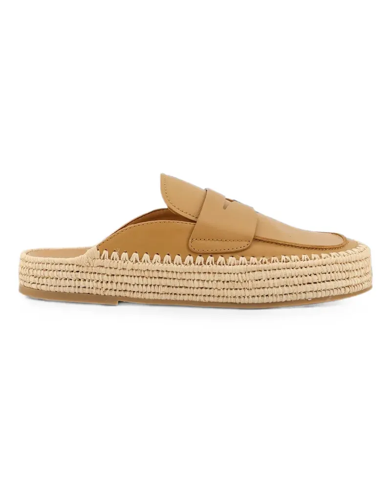 Paloma Barceló Belinda Calidis leather raffia flat mules - Nude Nude