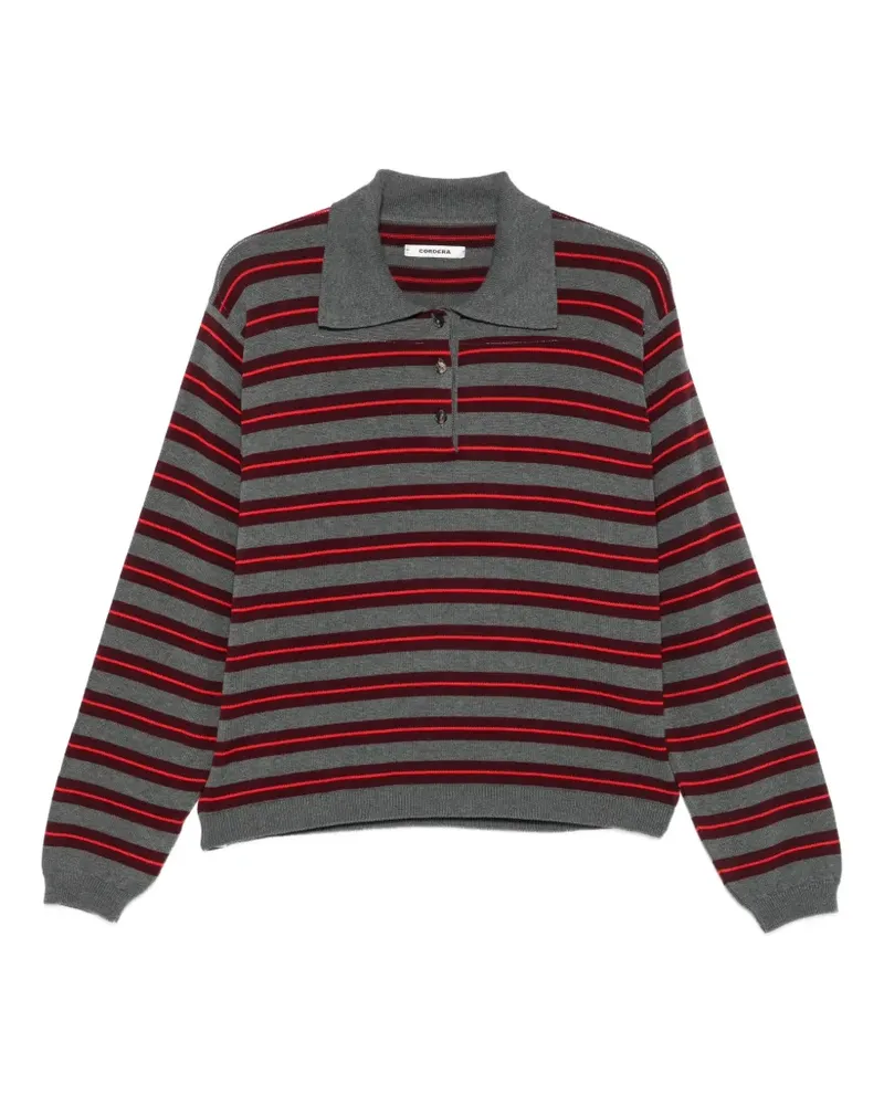 CORDERA Gestreifter Pullover mit Polokragen - Grau Grau