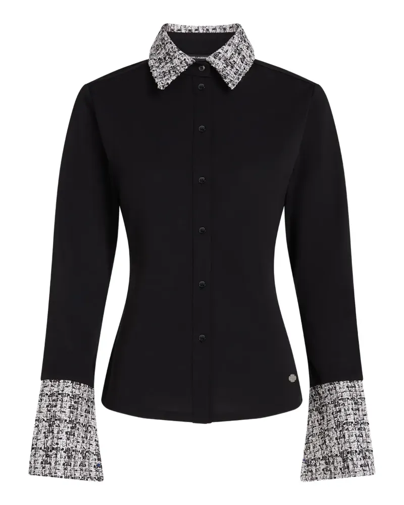 Karl Lagerfeld Poloshirt mit Bouclé-Besatz - Schwarz Schwarz